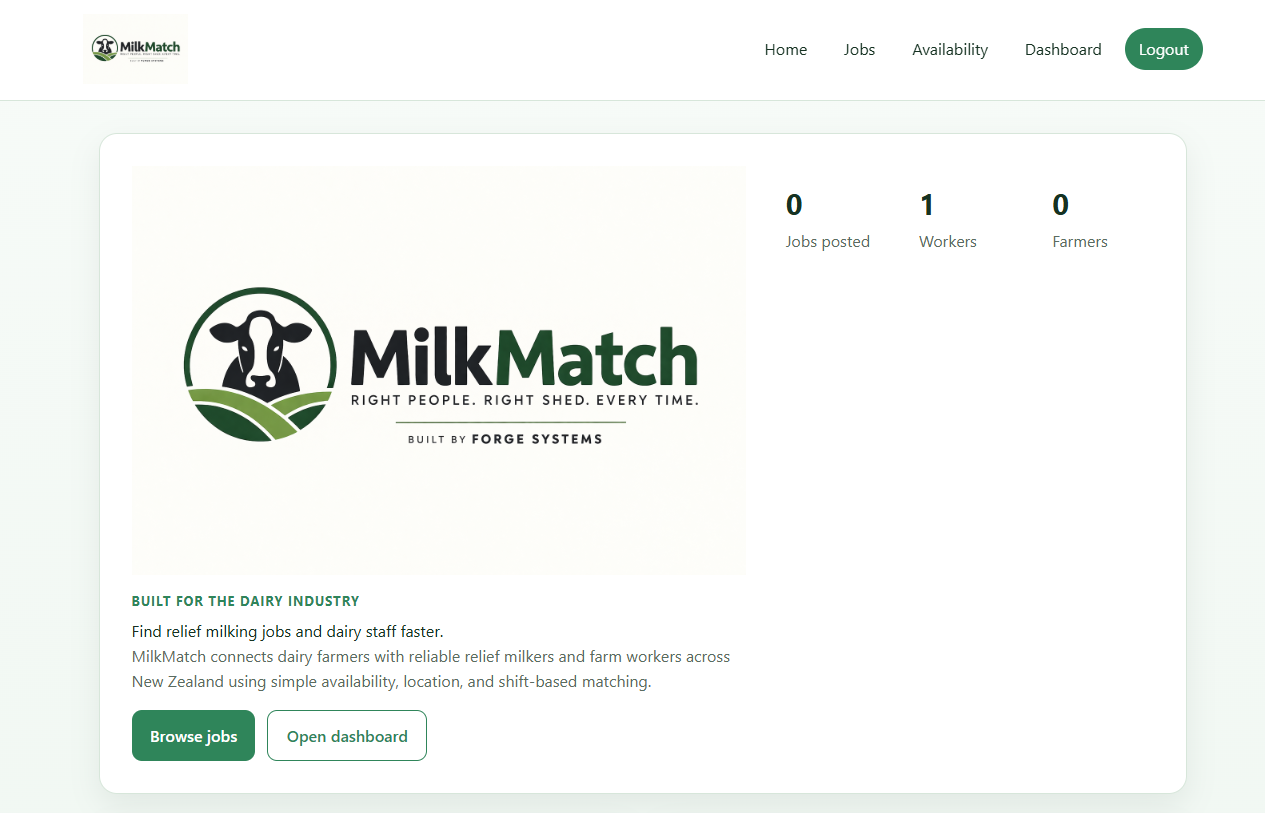 MilkMatch website screenshot